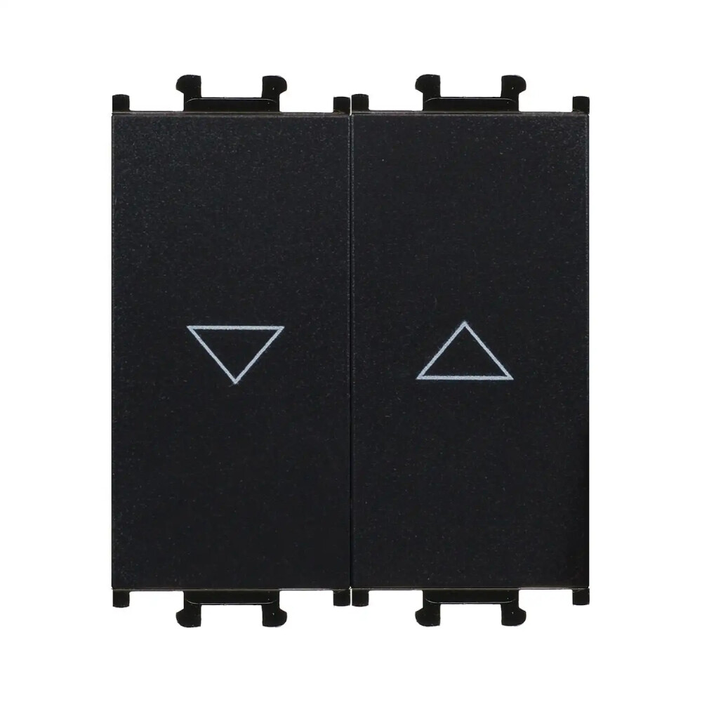 Domino Çiftli Stor/Jaluzi Butonu, 2M, Siyah (Mekanizma + Tuş/Kapak) - Günsan Elektrik