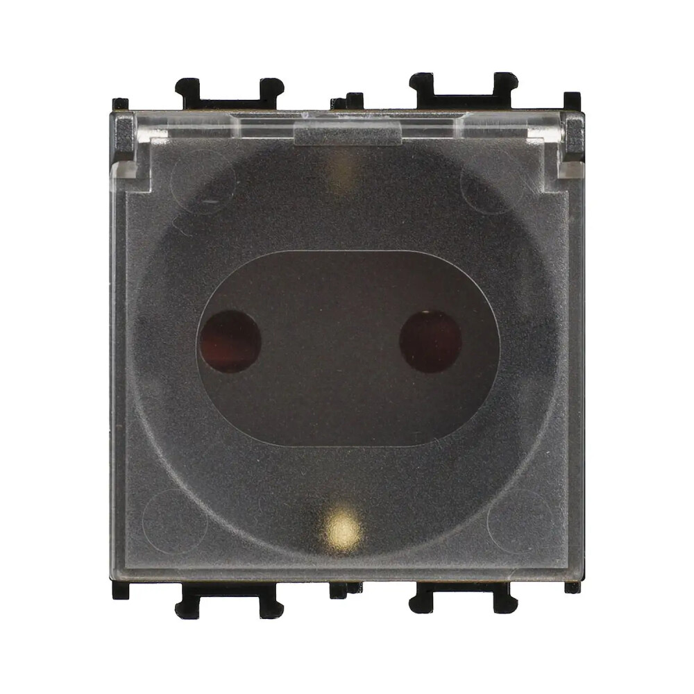 Domino Çocuk Korumalı Kapaklı Topraklı Priz, 2M, Füme (Mekanizma + Tuş/Kapak) - Günsan Elektrik