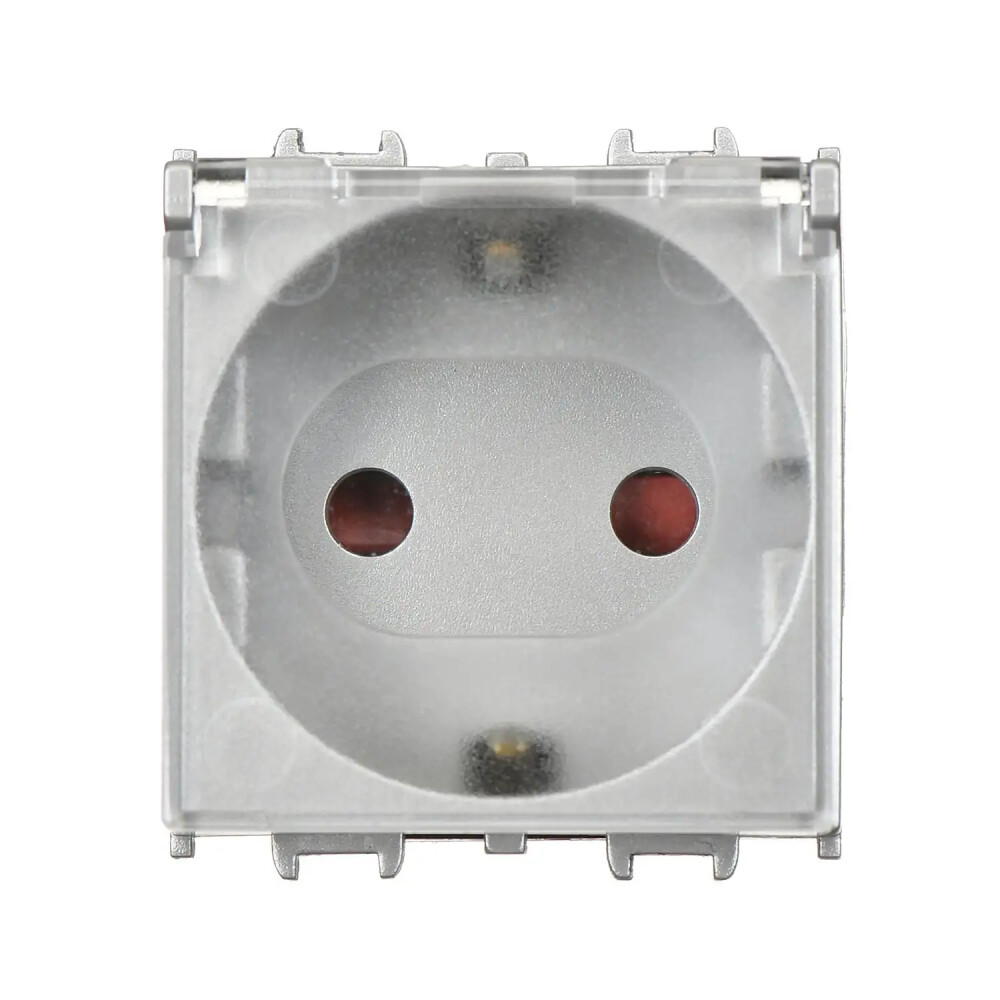 Domino Çocuk Korumalı Kapaklı Topraklı Priz, 2M, Gümüş (Mekanizma + Tuş/Kapak) - Günsan Elektrik