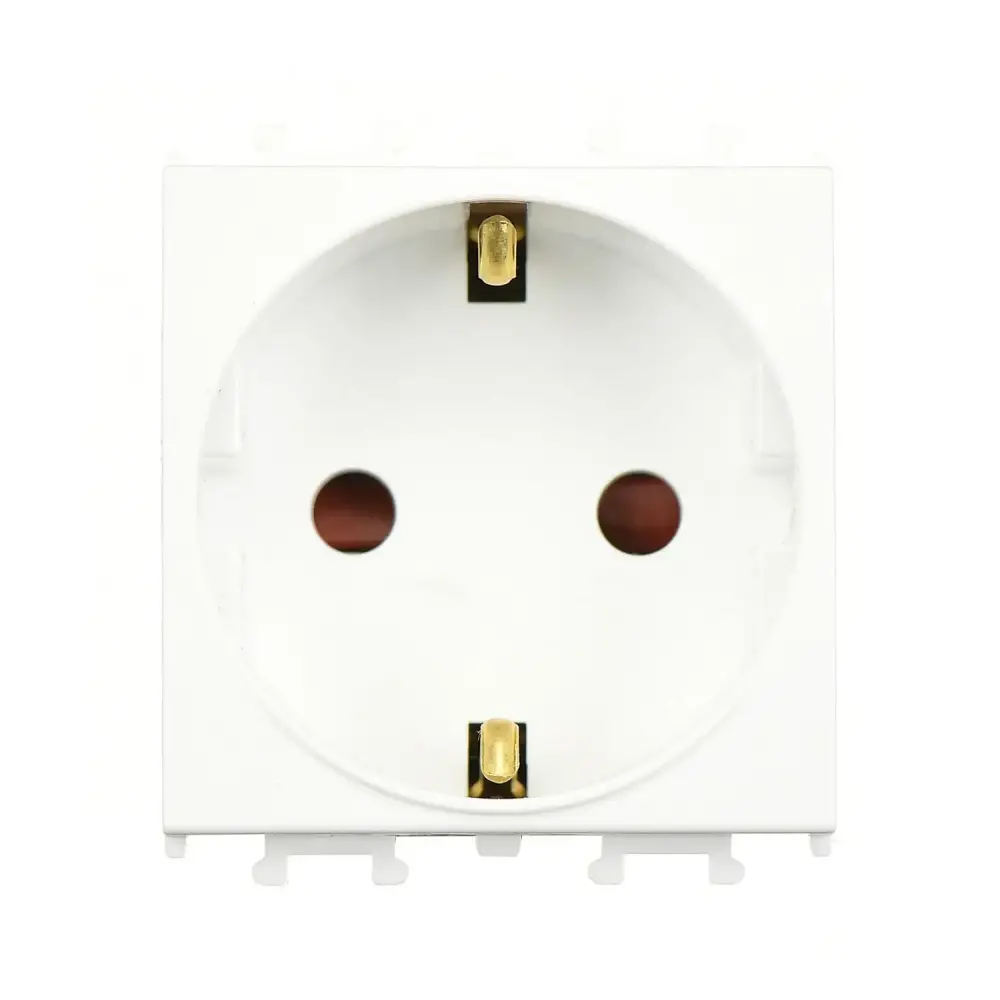 Socket with Side Earth with Shutter, 2M, White - Günsan