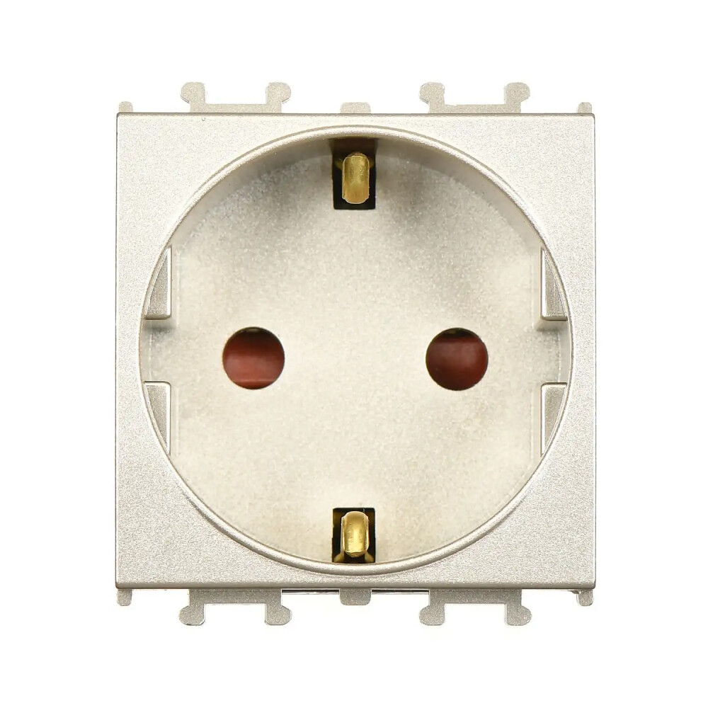 Domino Çocuk Korumalı Topraklı Priz, 2M, Metalik Bej (Mekanizma + Tuş/Kapak) - Günsan Elektrik