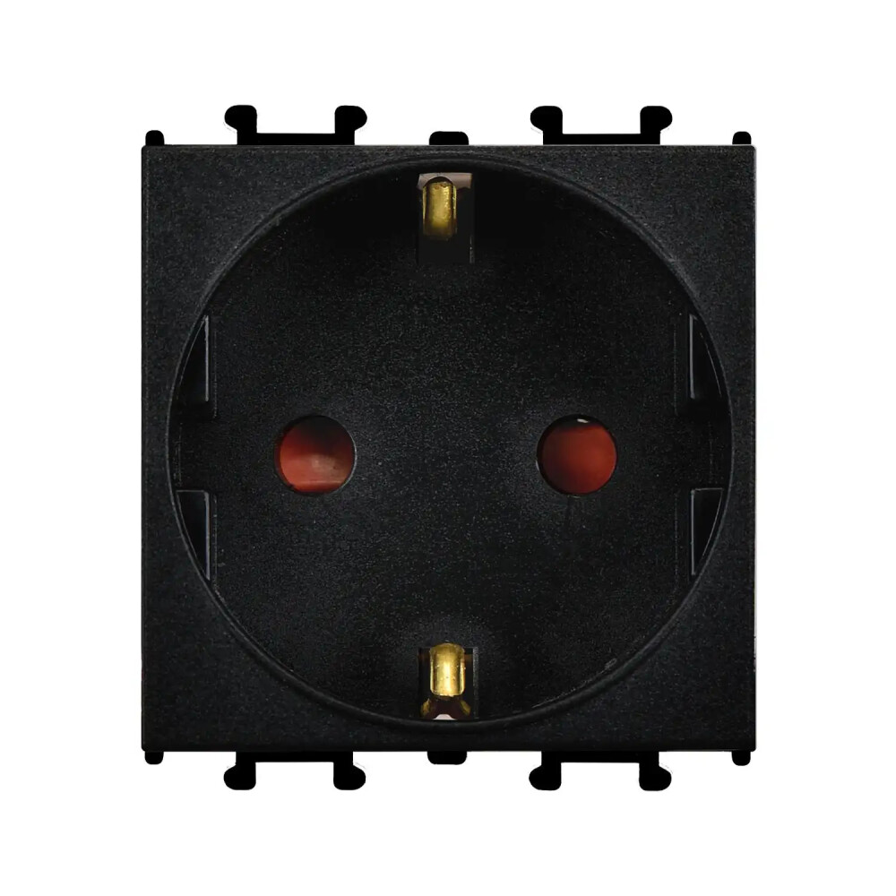 Domino Çocuk Korumalı Topraklı Priz , 2M, Siyah (Mekanizma + Tuş/Kapak) - Günsan Elektrik