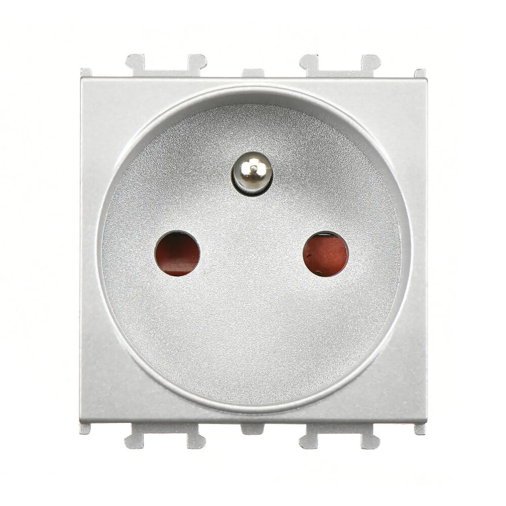 Domino Çocuk Korumalı UPS Topraklı Priz, 2M, Gümüş (Mekanizma + Tuş/Kapak) - Günsan Elektrik