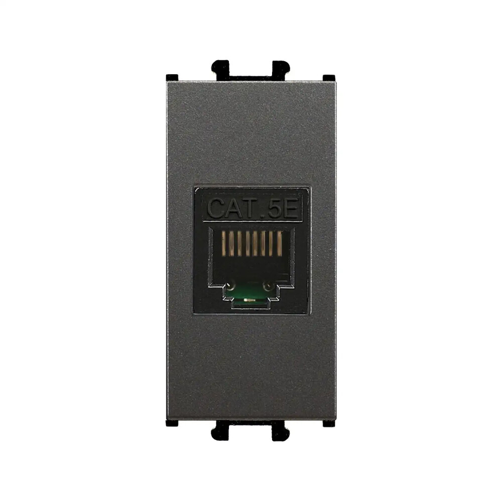 Domino Data Prizi (RJ45 Cat5E), 1M, Füme (Mekanizma + Tuş/Kapak) - Günsan Elektrik