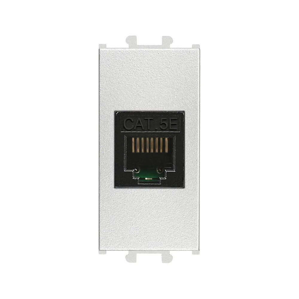 Domino Data Prizi (RJ45 Cat5E), 1M, Gümüş (Mekanizma + Tuş/Kapak) - Günsan Elektrik