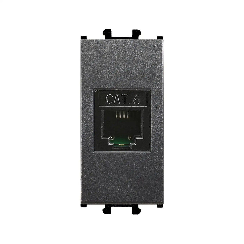 Domino Data Prizi (RJ45 Cat6), 1M, Füme (Mekanizma + Tuş/Kapak) - Günsan