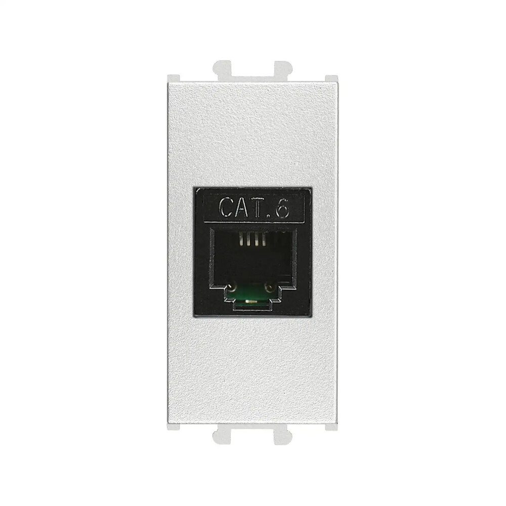 Domino Data Prizi (RJ45 Cat6), 1M, Gümüş (Mekanizma + Tuş/Kapak) - Günsan Elektrik