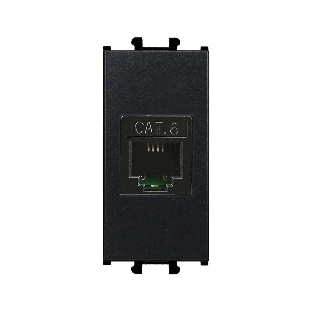 Domino Data Prizi (RJ45 Cat6), 1M, Siyah (Mekanizma + Tuş/Kapak) - 1