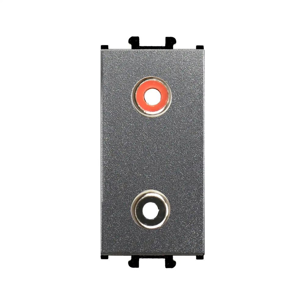 Domino Hoparlör Çıkışı - 2 Çıkış, 1M, Füme (Mekanizma + Tuş/Kapak) - Günsan Elektrik