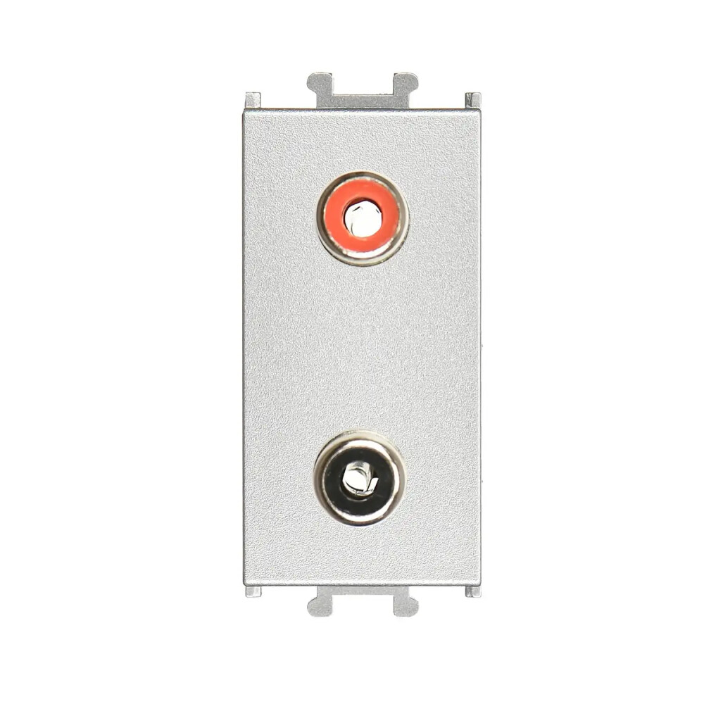 Domino Hoparlör Çıkışı - 2 Çıkış, 1M, Gümüş (Mekanizma + Tuş/Kapak) - Günsan