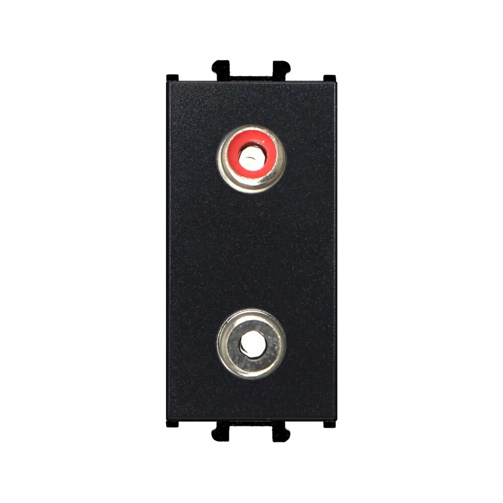 Domino Hoparlör Çıkışı - 2 Çıkış, 1M, Siyah (Mekanizma + Tuş/Kapak) - Günsan Elektrik