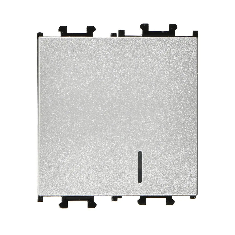 Domino Işıklı Anahtar Geniş, 2M, Gümüş (Mekanizma + Tuş/Kapak) - Günsan Elektrik