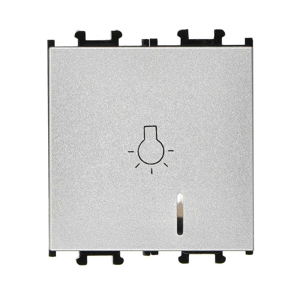 Domino Işıklı Liht Geniş, 2M, Gümüş (Mekanizma + Tuş/Kapak) - Günsan Elektrik