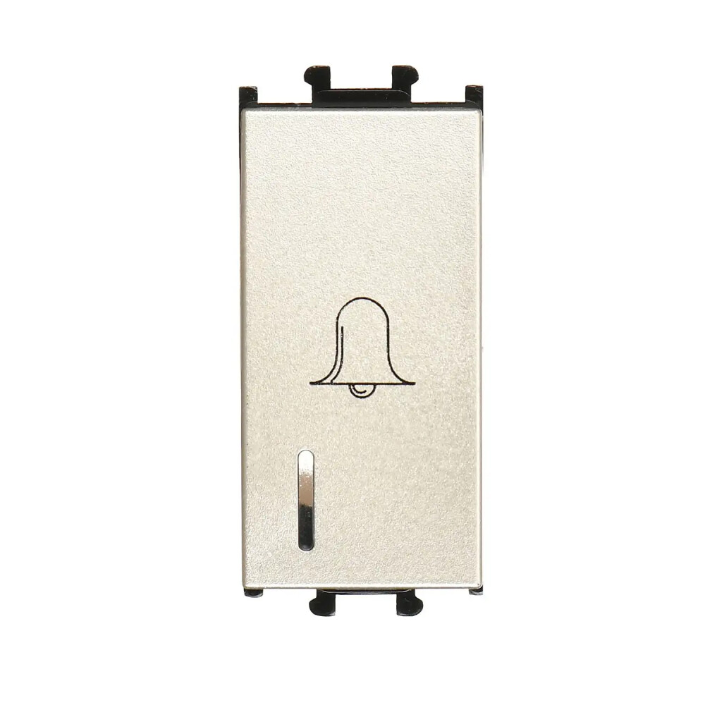 Domino Işıklı Zil Butonu, 1M, Metalik Bej (Mekanizma + Tuş/Kapak) - Günsan Elektrik