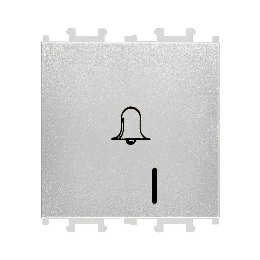 Domino Işıklı Zil Butonu Geniş, 2M, Gümüş (Mekanizma + Tuş/Kapak) - Günsan Elektrik