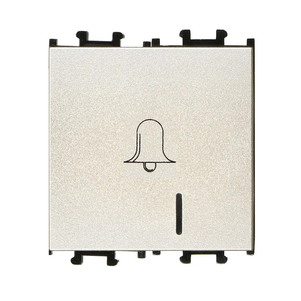 Domino Işıklı Zil Butonu Geniş, 2M, Metalik Bej (Mekanizma + Tuş/Kapak) - Günsan Elektrik