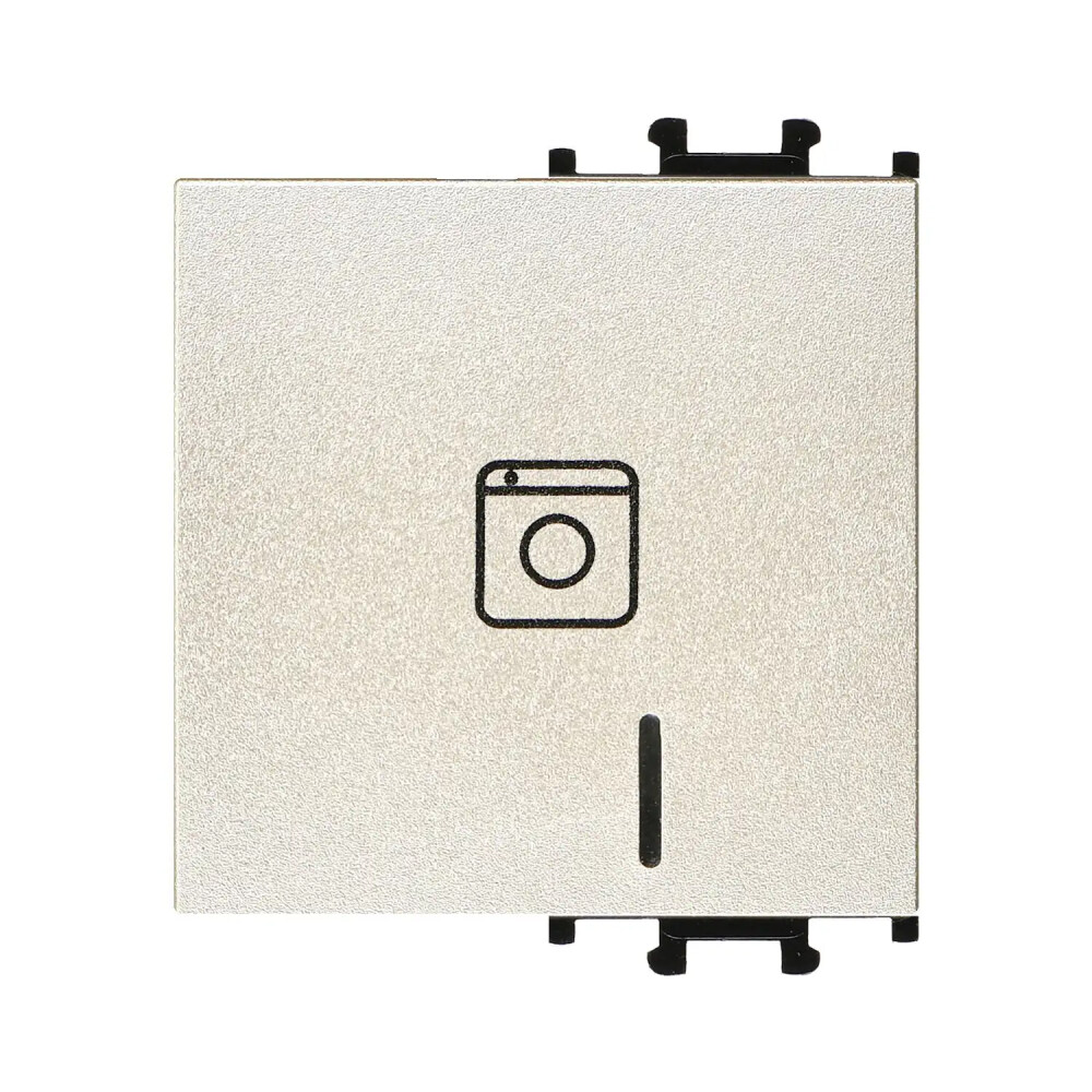 Domino Kapak Işıklı Nötrlü Çamaşır Makinesi Anahtarı , 2M, Metalik Bej - Günsan Elektrik