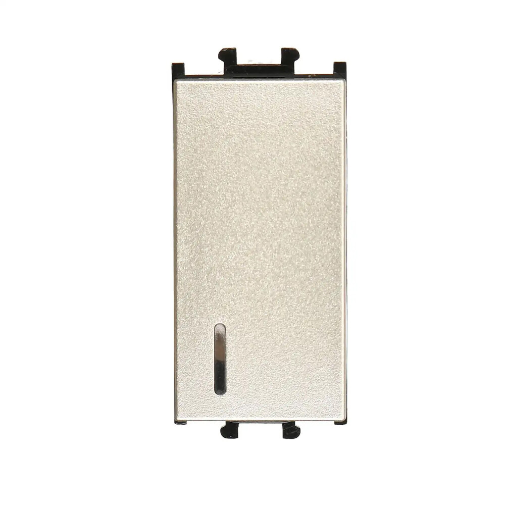 Domino Nötrlü Işıklı Anahtar, 1M, Metalik Bej (Mekanizma + Tuş/Kapak) - Günsan Elektrik