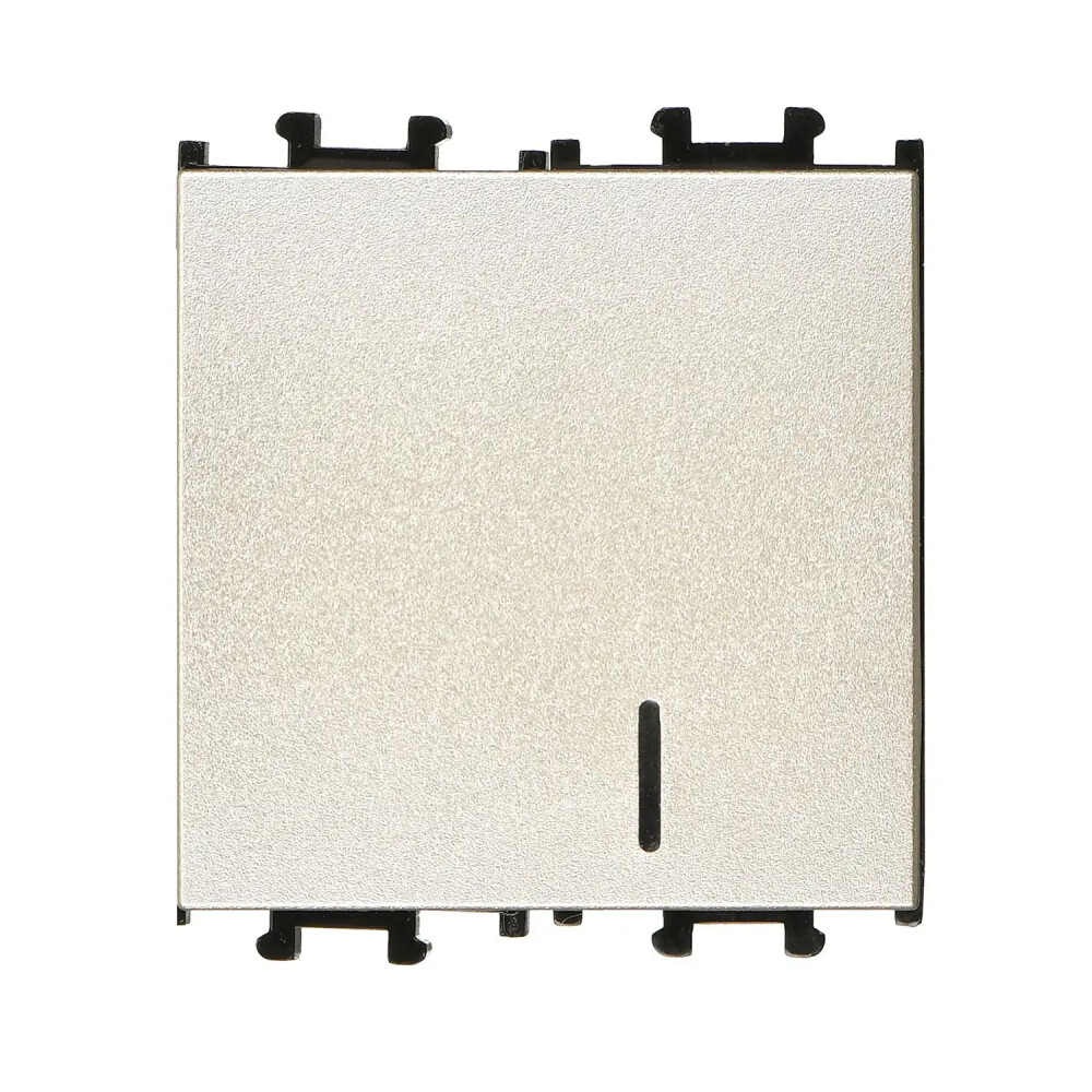 Domino Nötrlü Işıklı Anahtar Geniş, 2M, Metalik Bej (Mekanizma + Tuş/Kapak) - Günsan Elektrik