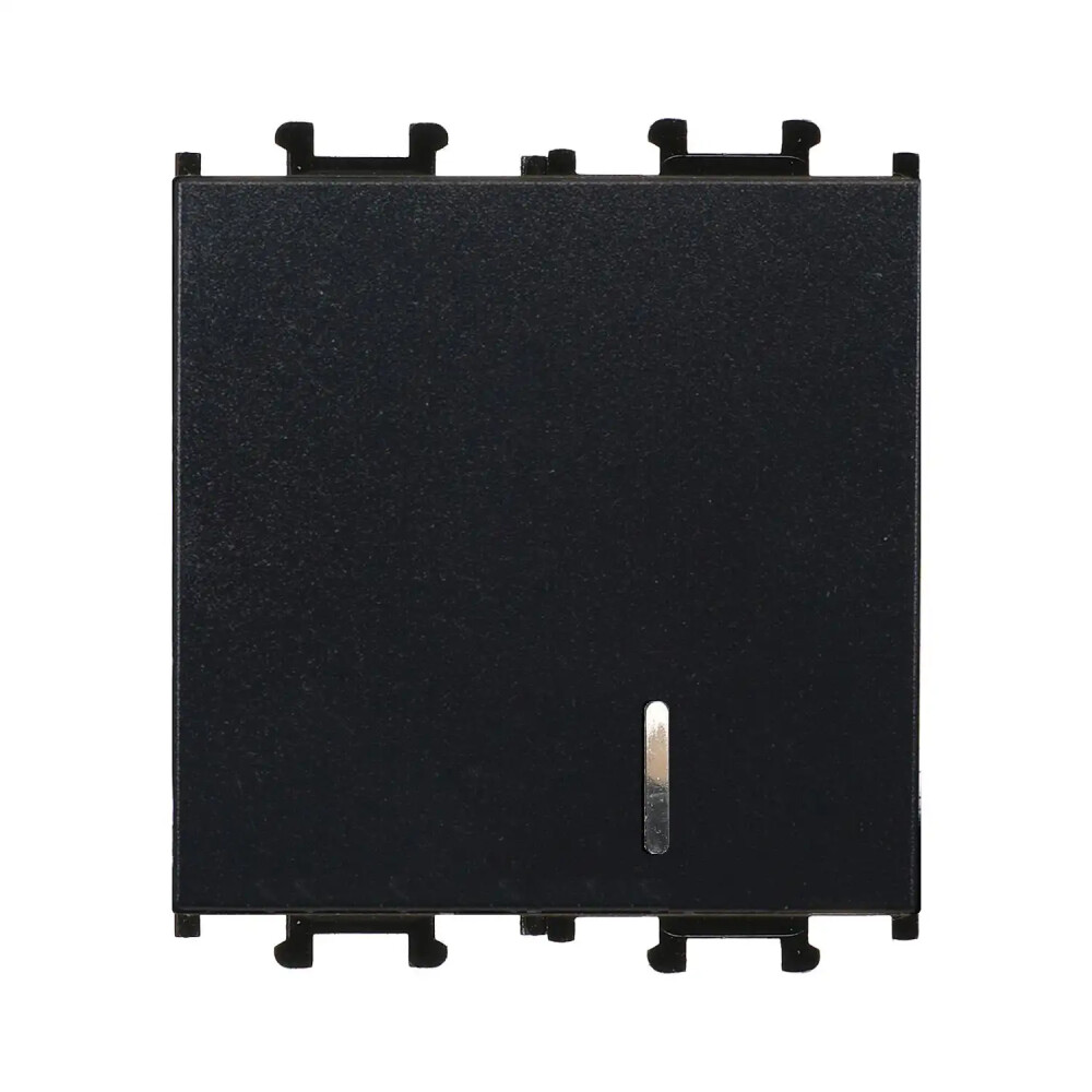 Domino Nötrlü Işıklı Anahtar Geniş, 2M, Siyah (Mekanizma + Tuş/Kapak) - Günsan Elektrik