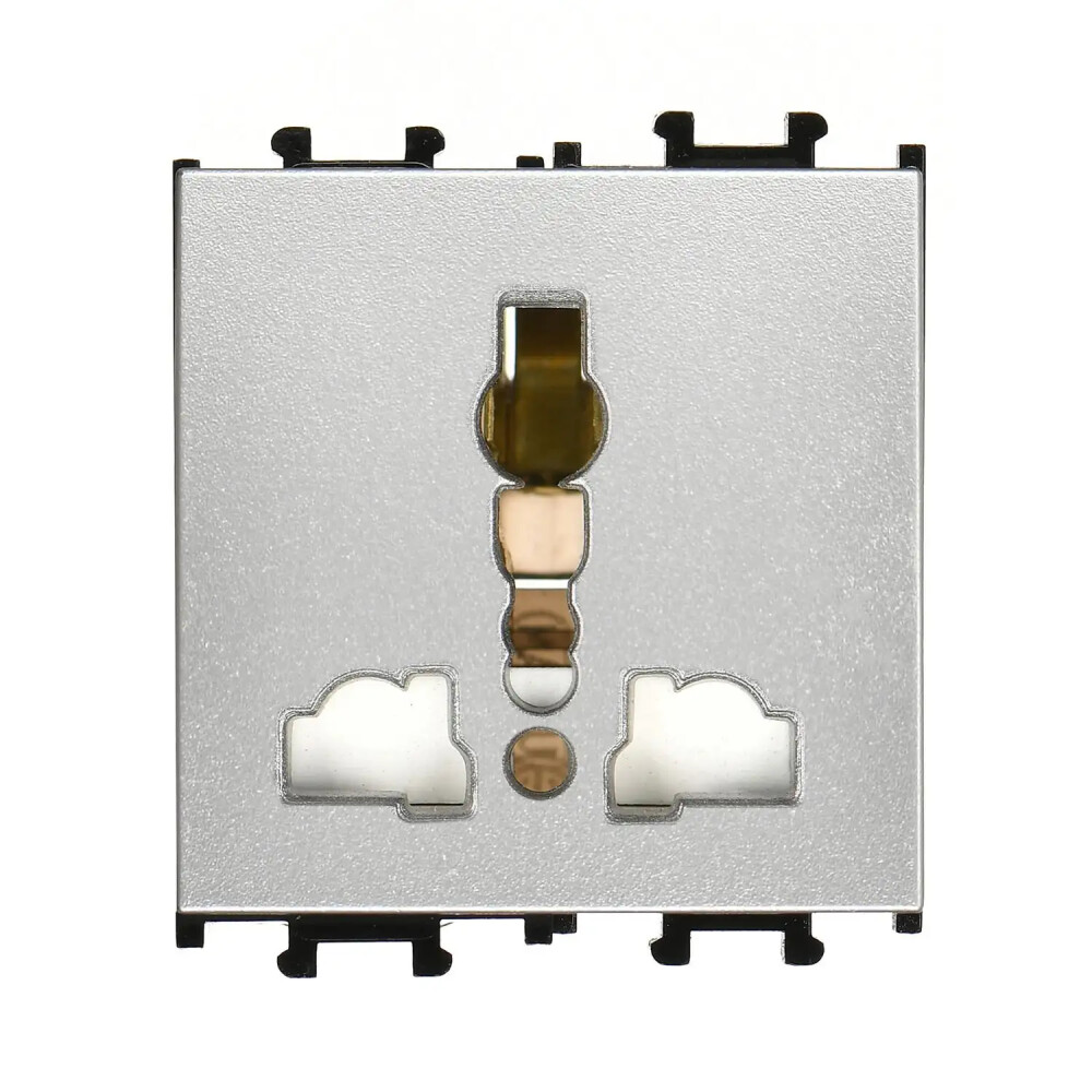 Domino Universal Priz, 2M, Gümüş (Mekanizma + Tuş/Kapak) - Günsan Elektrik