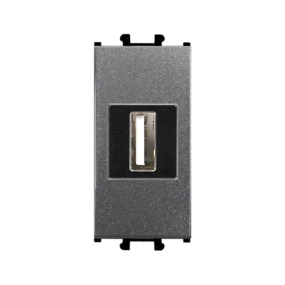 Domino USB Data Prizi, 1M, Füme (Mekanizma + Tuş/Kapak) - Günsan Elektrik