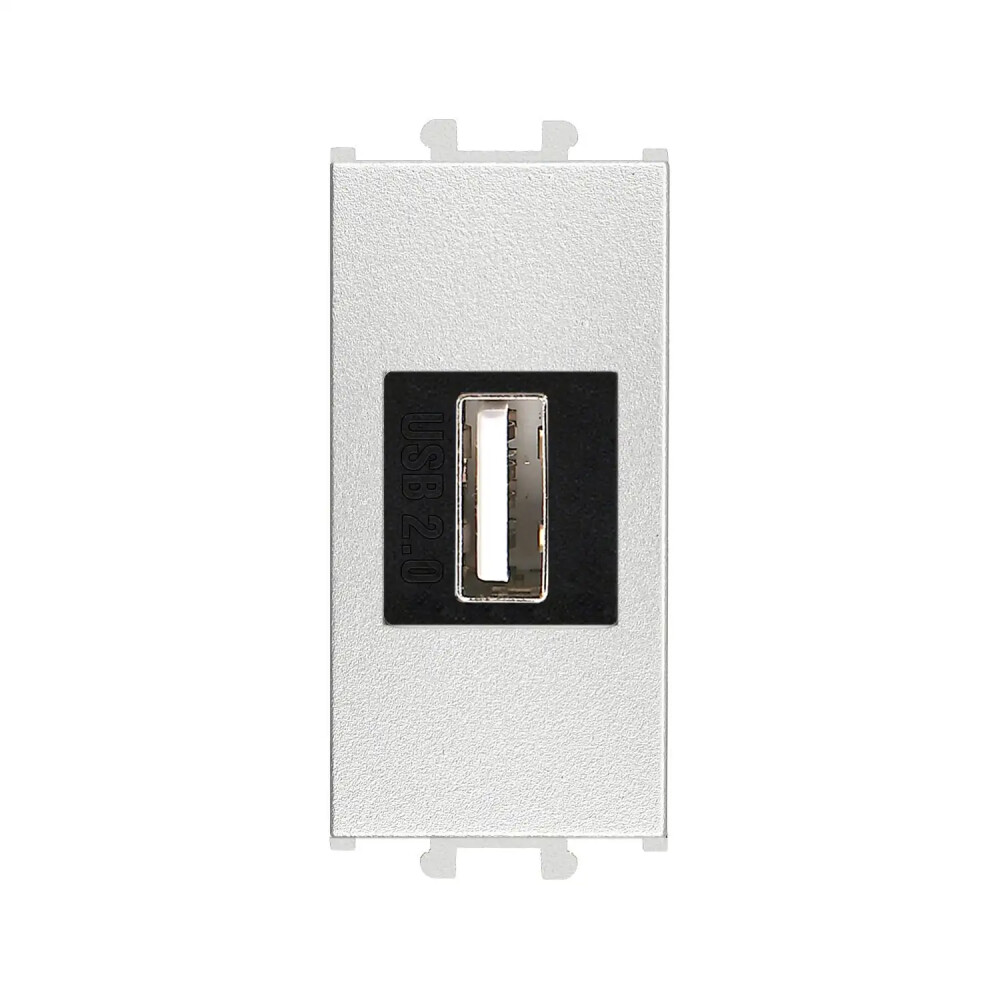 Domino USB Data Prizi, 1M, Gümüş (Mekanizma + Tuş/Kapak) - Günsan Elektrik