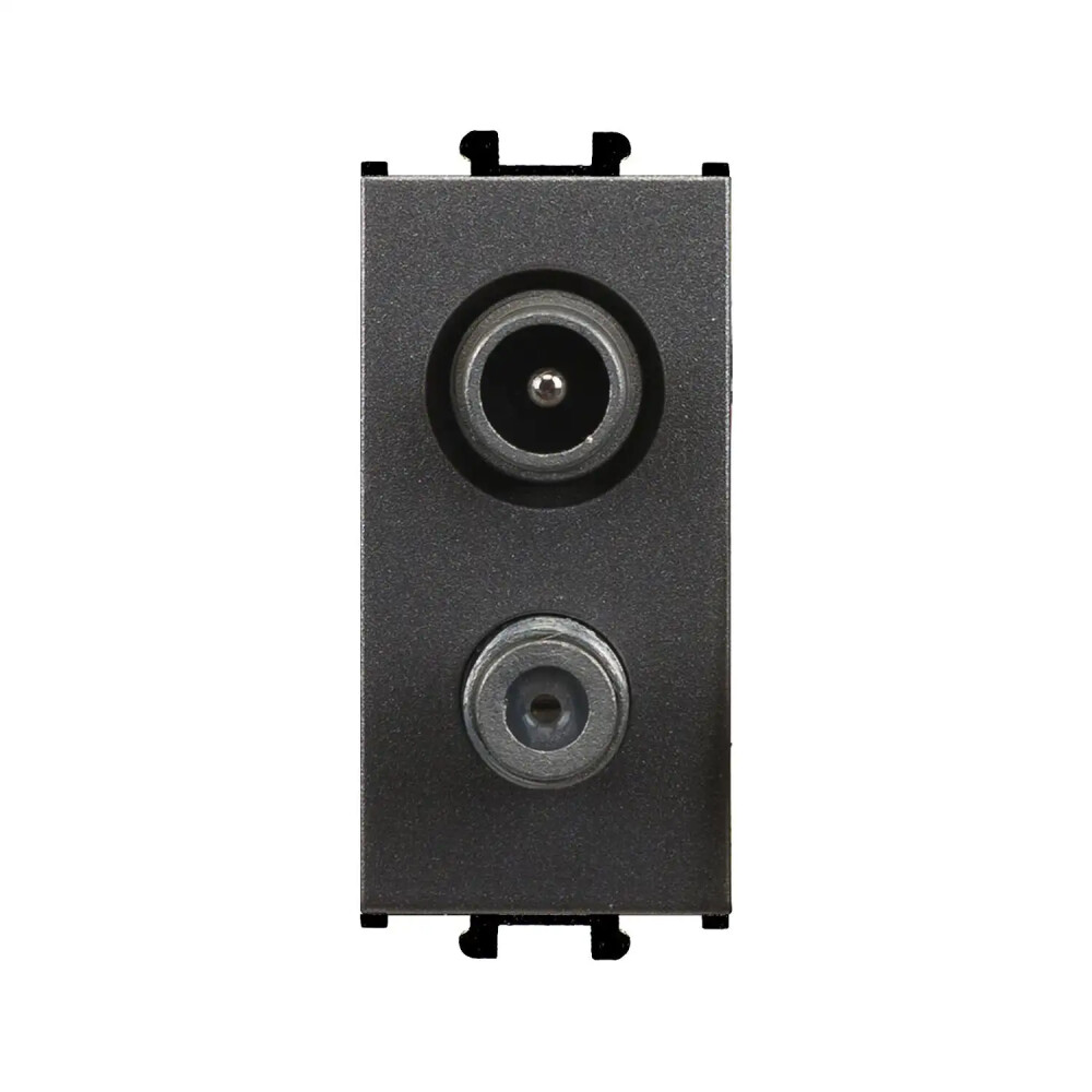 Domino Uydu Prizi Sonlu (TV-Sat), 1M, Füme (Mekanizma + Tuş/Kapak) - Günsan Elektrik