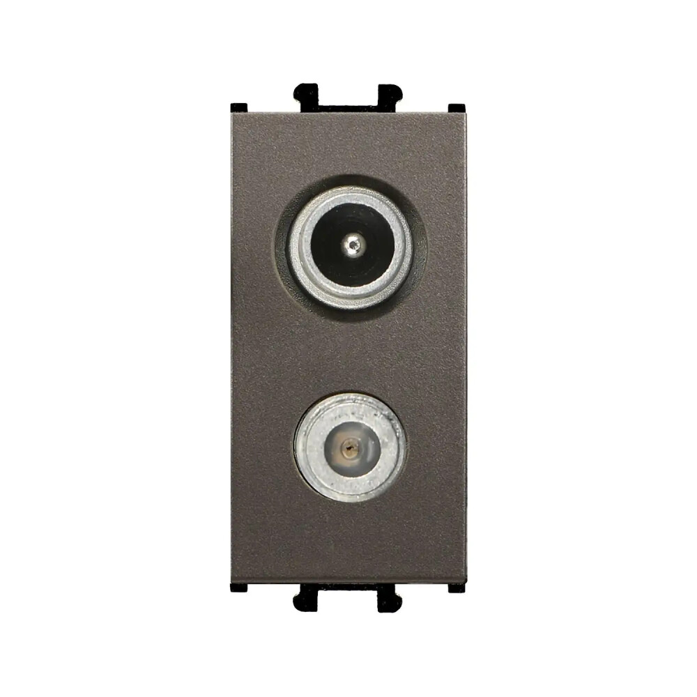 Domino Uydu Prizi Sonlu (TV-Sat), 1M, Mocha (Mekanizma + Tuş/Kapak) - Günsan Elektrik