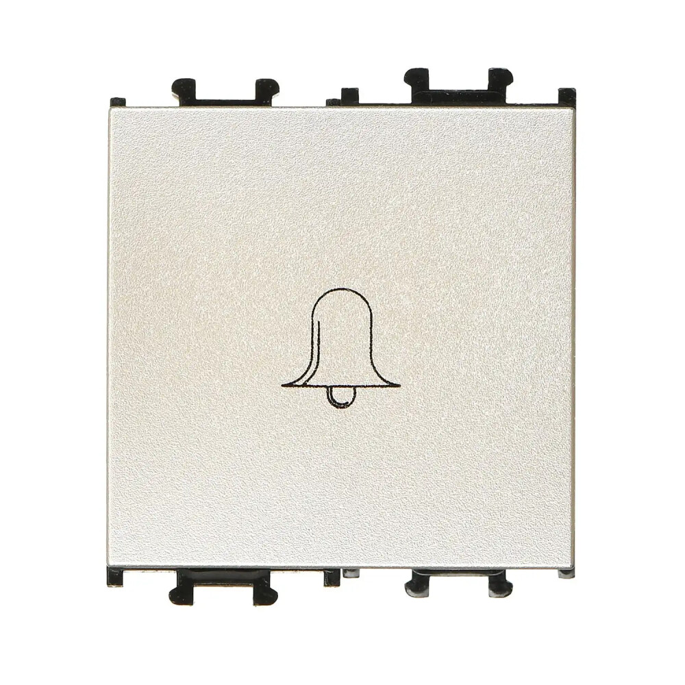 Domino Zil Butonu Geniş, 2M, Metalik Bej (Mekanizma + Tuş/Kapak) - Günsan Elektrik