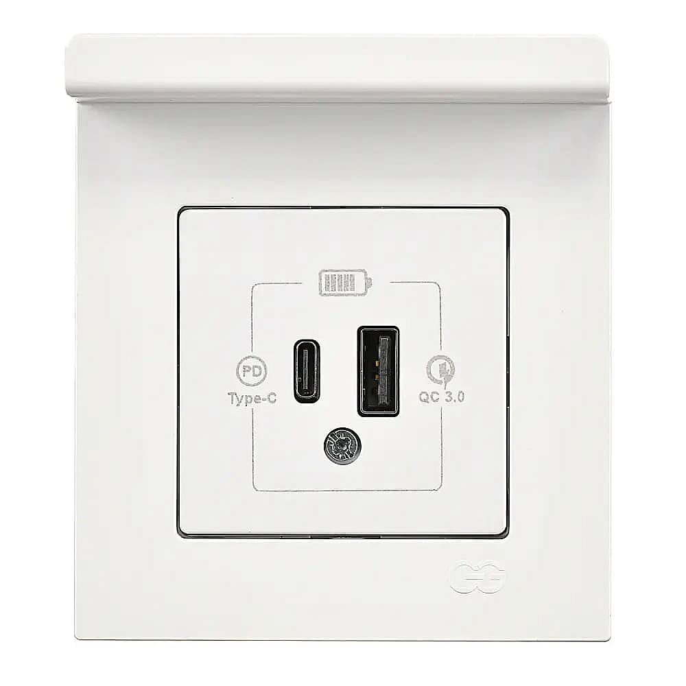 Eqona Pratik Telefon Tutucu 2 Çıkışlı USB Şarj Prizi, 20W, Type A + Type C, Beyaz - Günsan