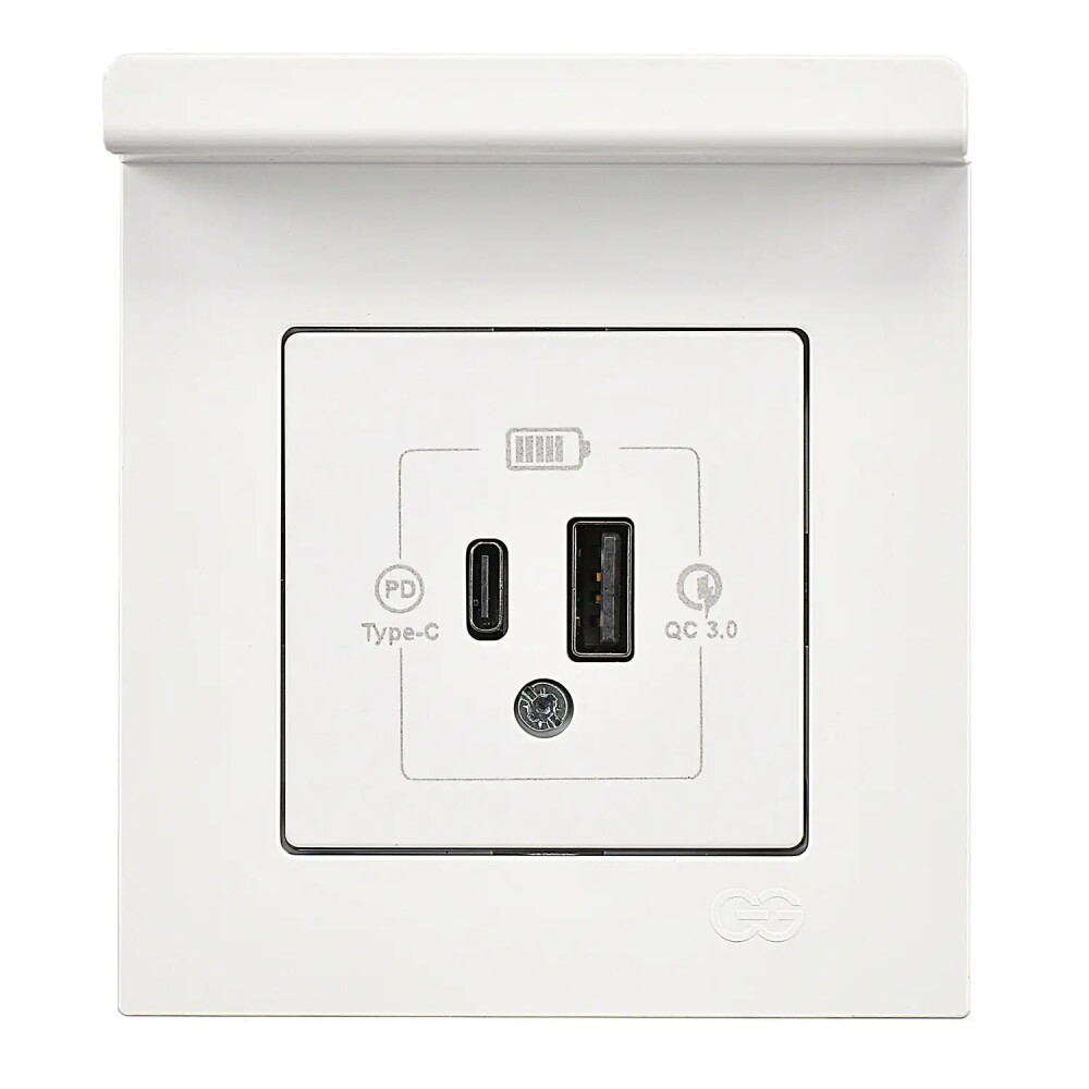 Eqona Pratik Telefon Tutucu 2 Çıkışlı USB Şarj Prizi, 20W, Type A + Type C, Beyaz - Günsan