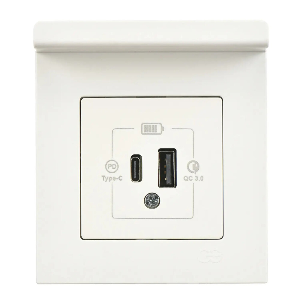 Eqona Pratik Telefon Tutucu 2 Çıkışlı USB Şarj Prizi, 20W, Type A + Type C, Fildişi Beyazı - Günsan Elektrik