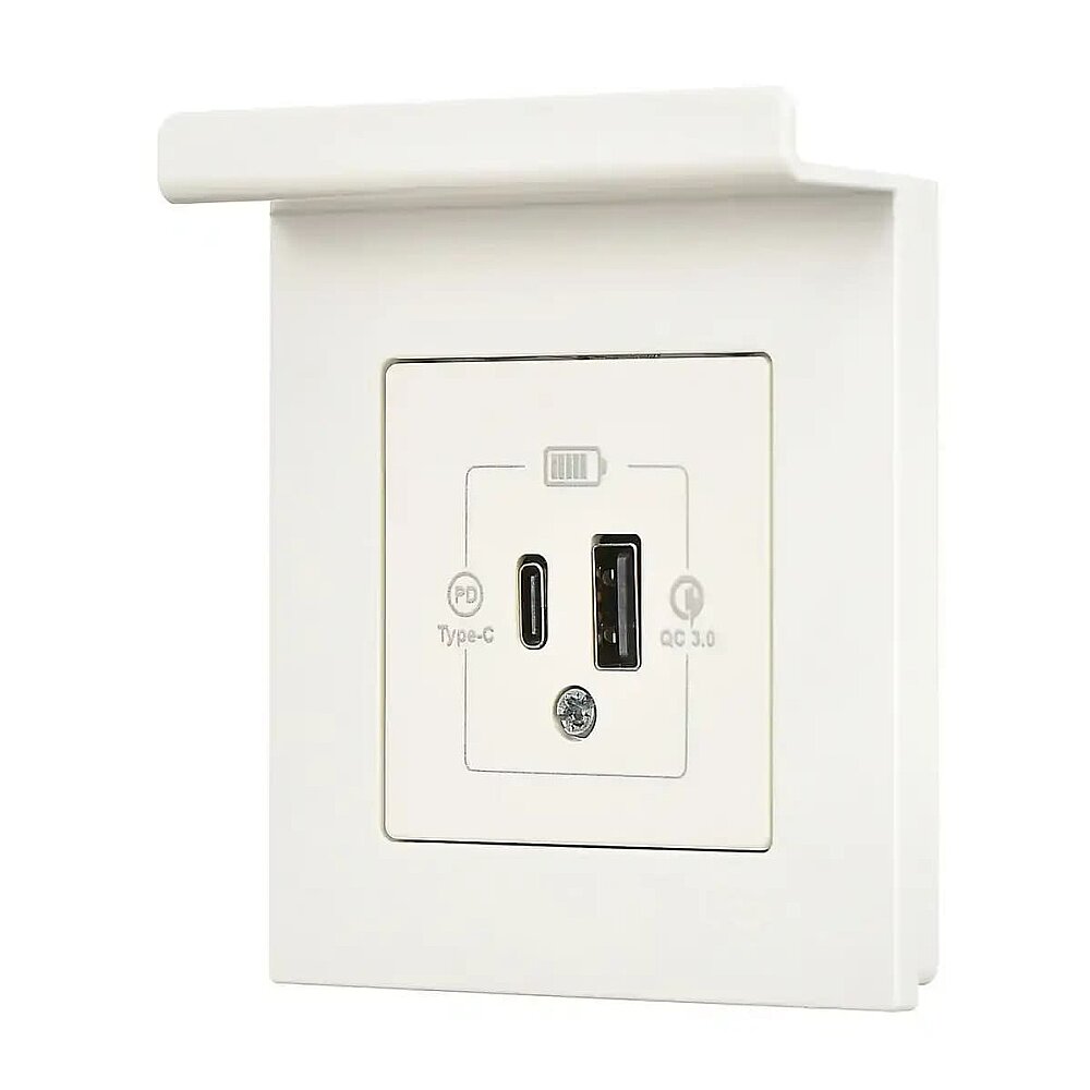Eqona Pratik Telefon Tutucu 2 Çıkışlı USB Şarj Prizi, 20W, Type A + Type C, Fildişi Beyazı - 2