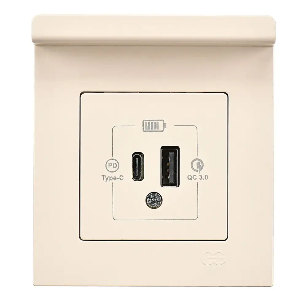 Eqona Pratik Telefon Tutucu 2 Çıkışlı USB Şarj Prizi, 20W, Type A + Type C, Krem - 1