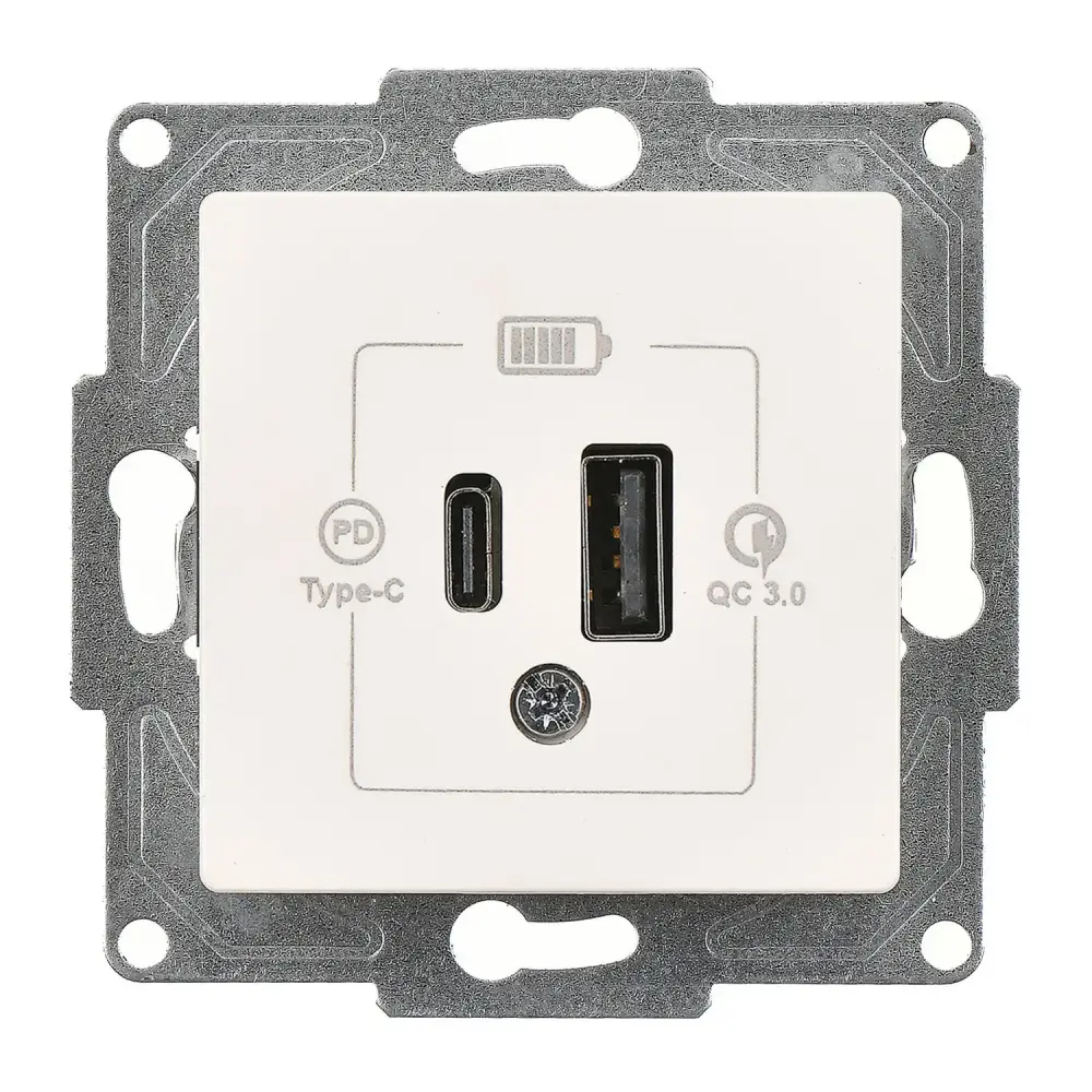 Eqona / Radius / Neoline 2 Çıkışlı USB Şarj Prizi, 20W, Type C + Type A, Fildişi Beyazı (Mekanizma + Tuş/Kapak) 