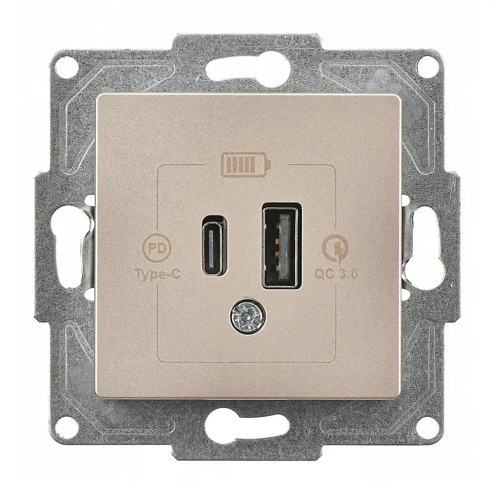 USB Charger, 2 Outlets (Type A + Type C), 20W , M.Beige - Günsan