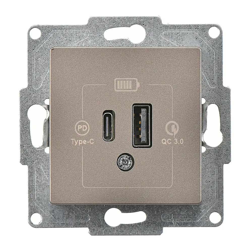 Eqona / Radius / Neoline 2 Çıkışlı USB Şarj Prizi, 20W, Type C + Type A, Mocha (Mekanizma + Tuş/Kapak) - Günsan Elektrik