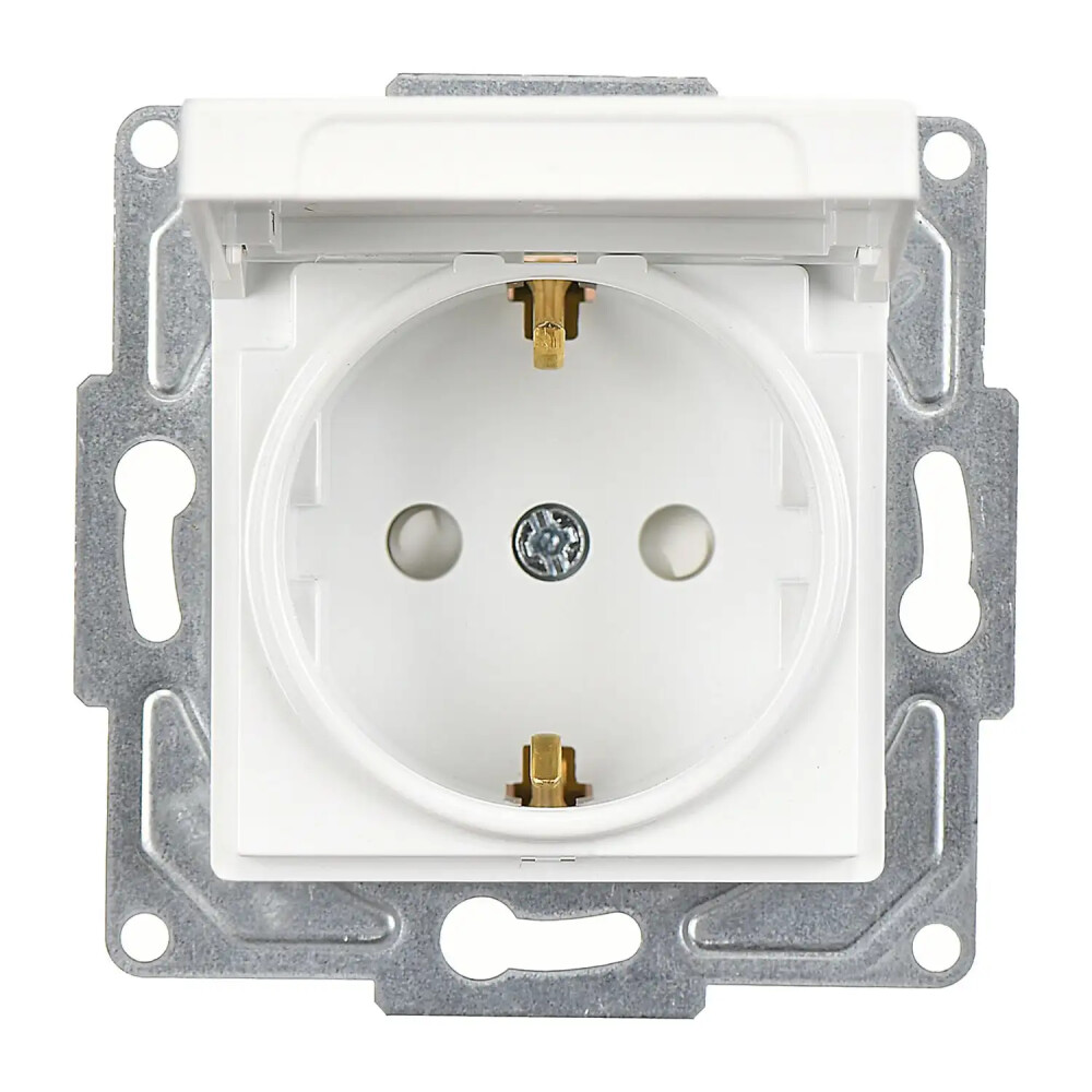 Eqona / Radius / Neoline Çocuk Korumalı Kapaklı Topraklı Priz, Beyaz (Mekanizma + Tuş/Kapak) - Günsan