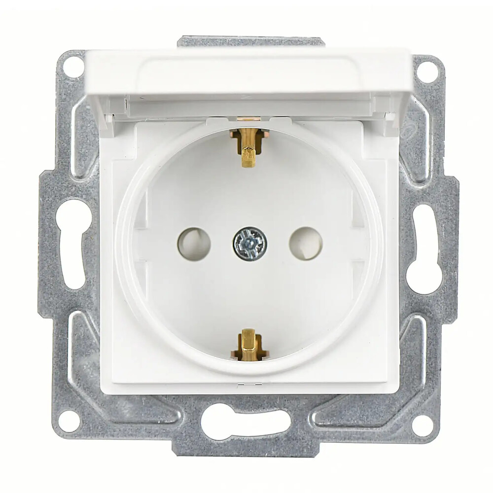 Eqona / Radius / Neoline Çocuk Korumalı Kapaklı Topraklı Priz (klipsli), Beyaz (Mekanizma + Tuş/Kapak) - Günsan