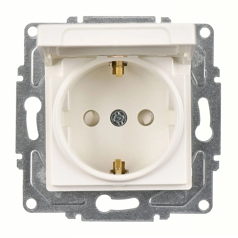 Eqona / Radius / Neoline Çocuk Korumalı Kapaklı Topraklı Priz (klipsli), Fildişi Beyazı (Mekanizma + Tuş/Kapak) - Günsan Elektrik