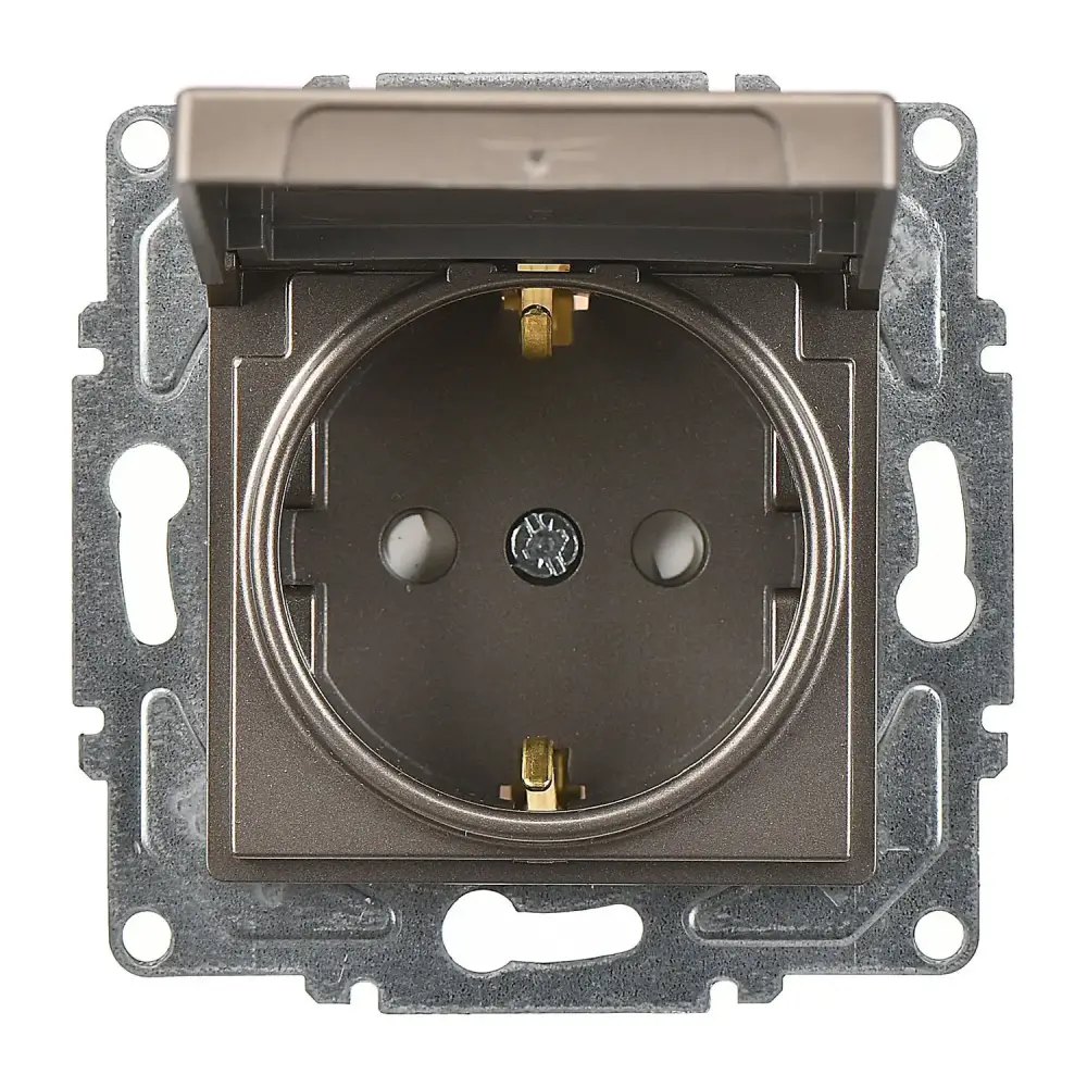 Eqona / Radius / Neoline Çocuk Korumalı Kapaklı Topraklı Priz, Mocha (Mekanizma + Tuş/Kapak) - 1