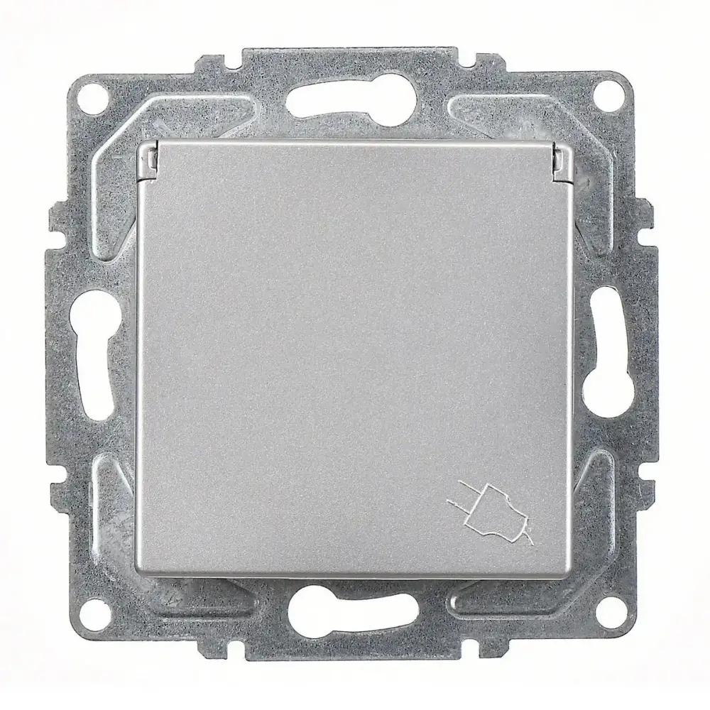 Eqona / Radius / Neoline Çocuk Korumalı Kapaklı UPS Priz, Gümüş (Mekanizma + Tuş/Kapak) - 2