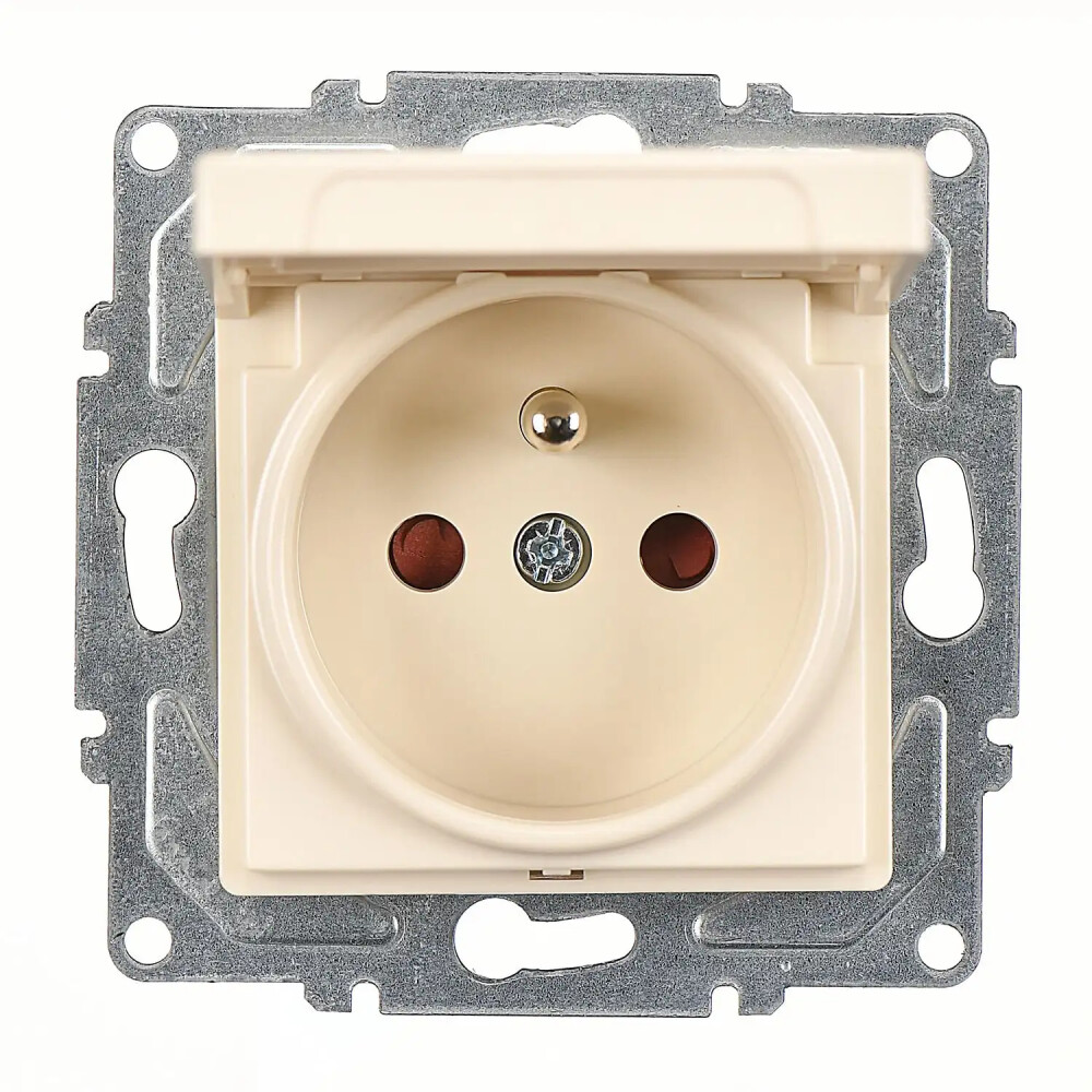 Eqona / Radius / Neoline Çocuk Korumalı Kapaklı UPS Priz (klipsli), Krem (Mekanizma + Tuş/Kapak) - Günsan Elektrik