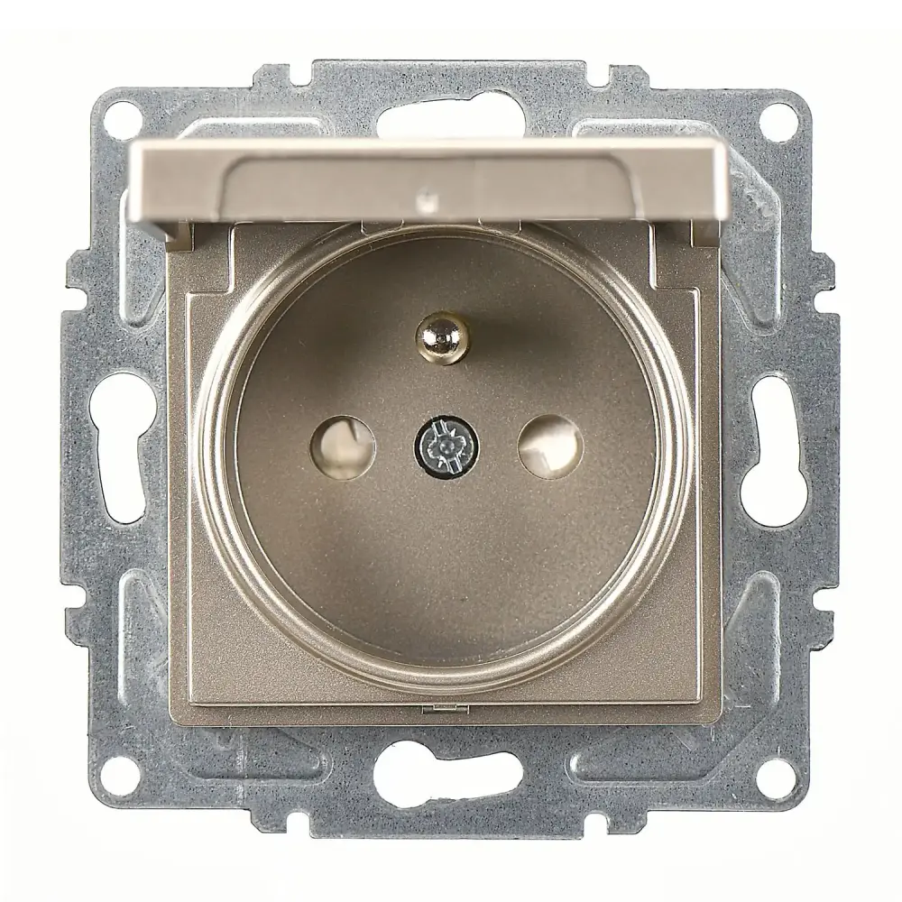 Eqona / Radius / Neoline Çocuk Korumalı Kapaklı UPS Priz, Metalik Bej (Mekanizma + Tuş/Kapak) - 1