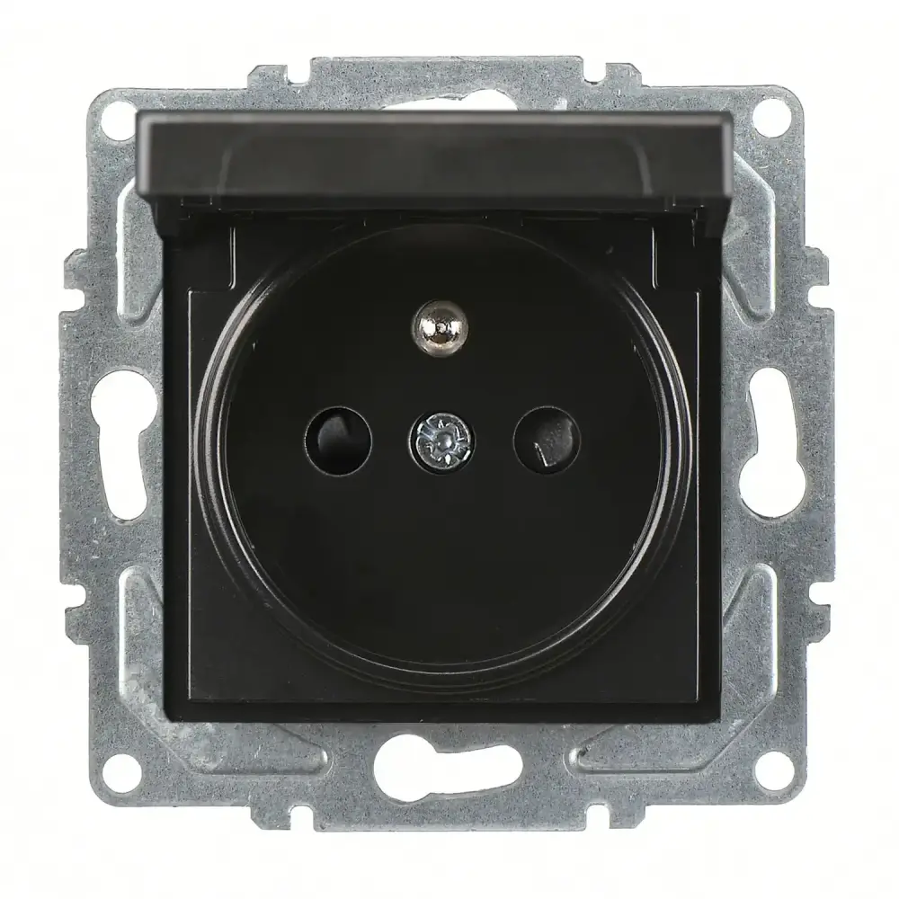 Eqona / Radius / Neoline Çocuk Korumalı Kapaklı UPS Priz, Metalik Siyah (Mekanizma + Tuş/Kapak) - 1