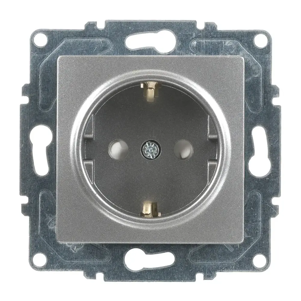 Socket with Side Earth with Shutter, Smoked Gray - Günsan
