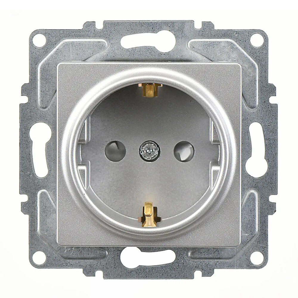 Eqona / Radius / Neoline Çocuk Korumalı Topraklı Priz, Gümüş (Mekanizma + Tuş/Kapak) - Günsan Elektrik