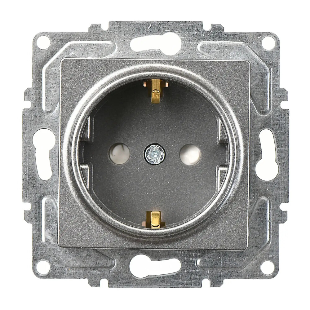 Eqona / Radius / Neoline Çocuk Korumalı Topraklı Priz (klipsli), Füme (Mekanizma + Tuş/Kapak) - Günsan Elektrik