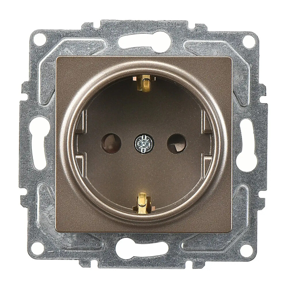 Eqona / Radius / Neoline Çocuk Korumalı Topraklı Priz (klipsli), Mocha (Mekanizma + Tuş/Kapak) - Günsan